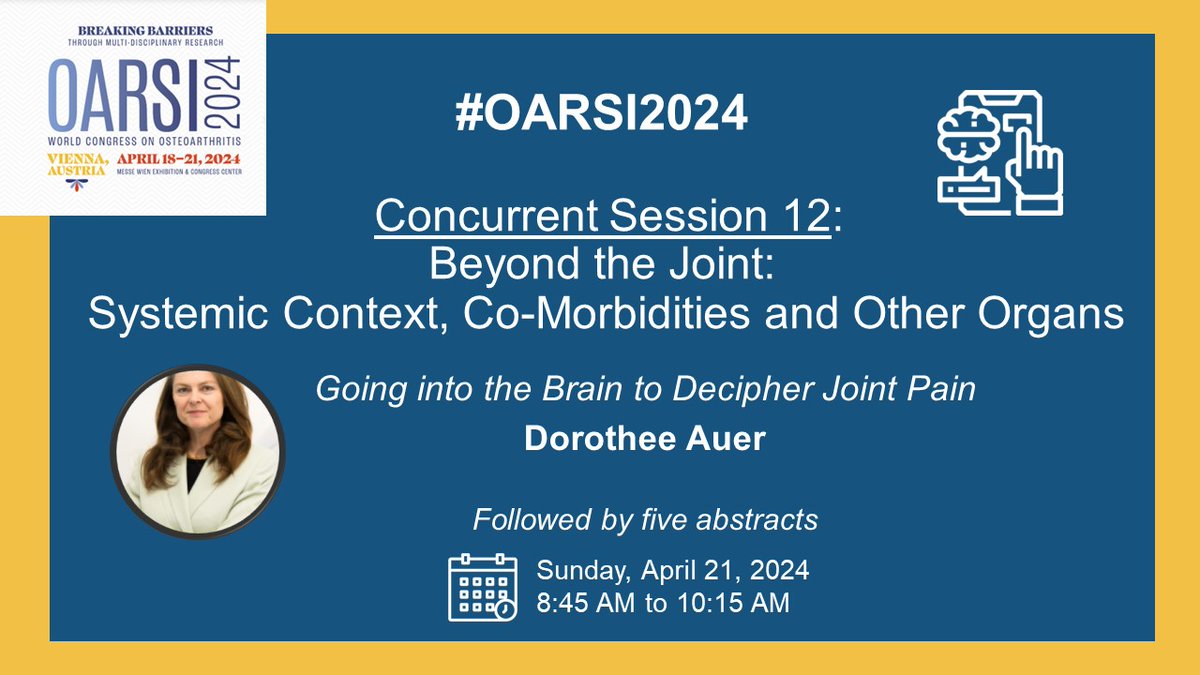 #OARSI2024 Concurrent Session 12: Beyond the Joint: Systemic Context, Co-Morbidities and Other Organs 🗓️Sunday, April 21, 2024 ⏰8:45 AM to 10:15 AM congress.oarsi.org/program/sessio…