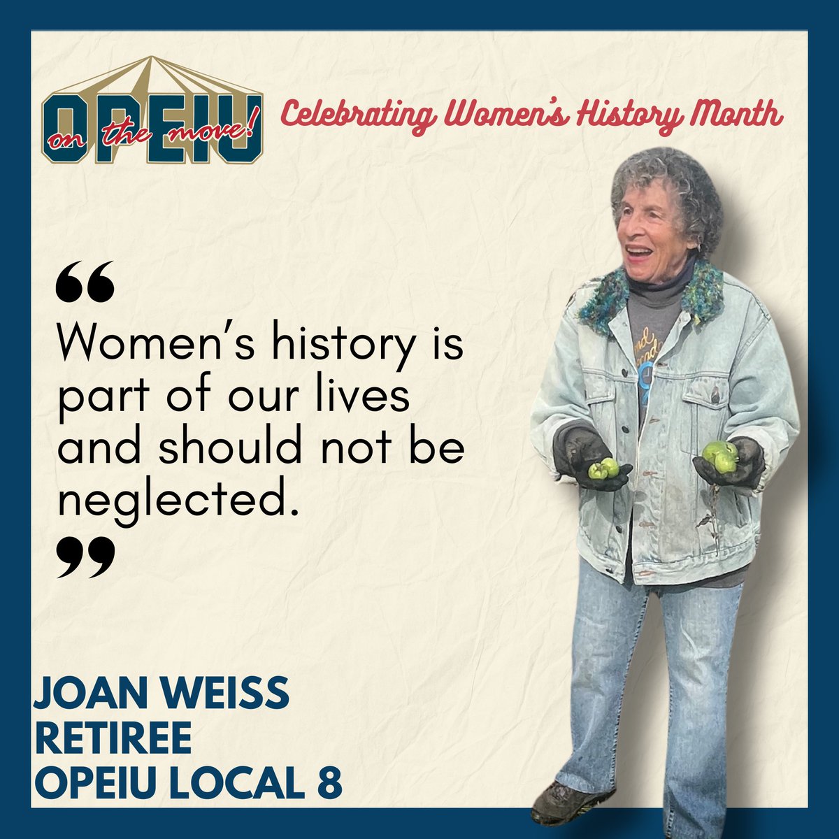 “Once an organizer, always an organizer.” Joan Weiss spent her career organizing with @SEIU, @JWJNational in Seattle, and @OPEIULocal8, where she serves as a trustee. Weiss remains active within her union, serving on several committees and passing down wisdom to younger workers.