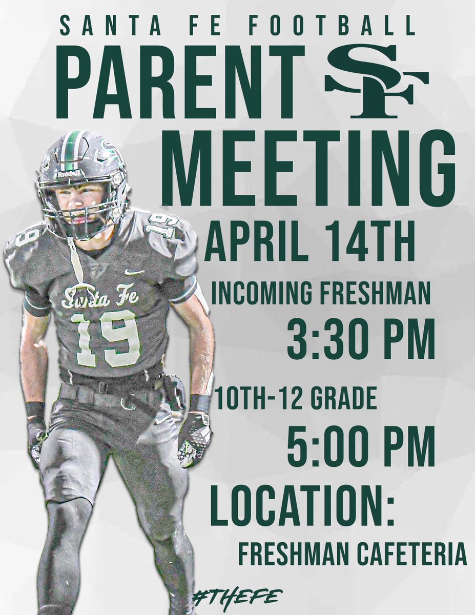 Please make sure to attend our Parent Meeting on April 14th! Incoming freshman meeting at 3:30 and returning 10th-12th is at 5:00! Can’t wait to see y’all there! #CADES #Play13 #GetPAID #TheFE