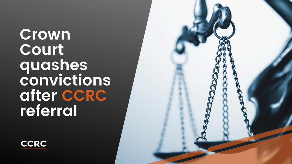 NEWS: The Crown Court has quashed a human trafficking victim’s convictions after a Criminal Cases Review Commission referral. Read more on our website: ccrc.gov.uk/news/crown-cou… #conviction #criminallaw #criminaljusticesystem #miscarriageofjustice #humantrafficking #law #cjs ⚖️