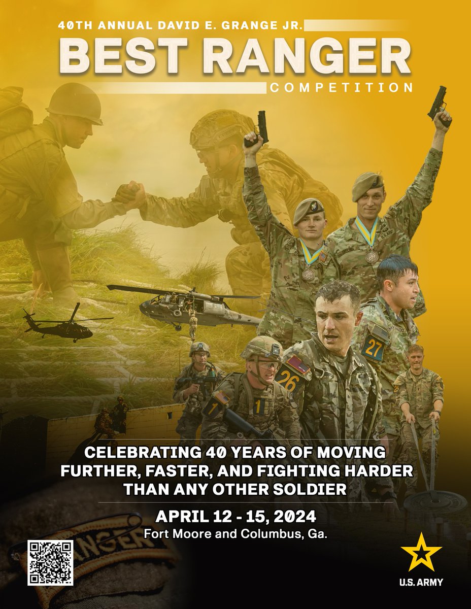 🏆 Witness the 40th year of #Rangers moving further, faster, & fighting harder than any other Soldier at the 2024 #BestRanger Competition! The culmination of #InfantryWeek showcases the grit & determination of ranger-qualified Soldiers. @USArmy | @curtisbuzzard | @FMGarrisonCdr