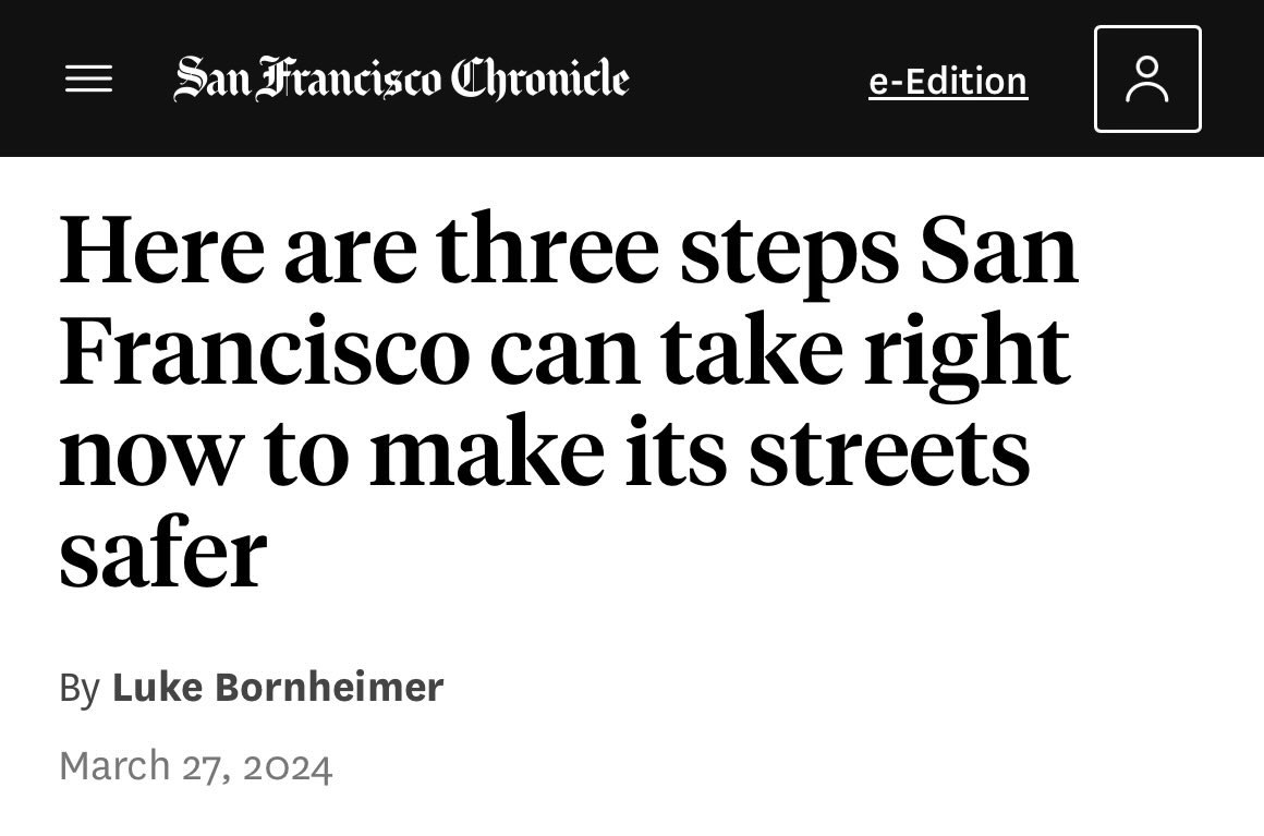 How San Francisco can address its roadway crisis and transform streets: 1️⃣ Treat our roadway safety crisis like the emergency it is 2️⃣ Implement solutions proven to help people shift trips away from cars 3️⃣ Streamline and fast-track approval and implementation of improvements