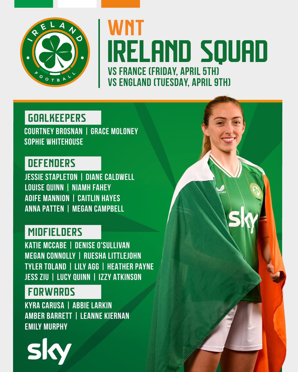 Our WNT squad for April 🇮🇪👇 #COYGIG | #OUTBELIEVE
