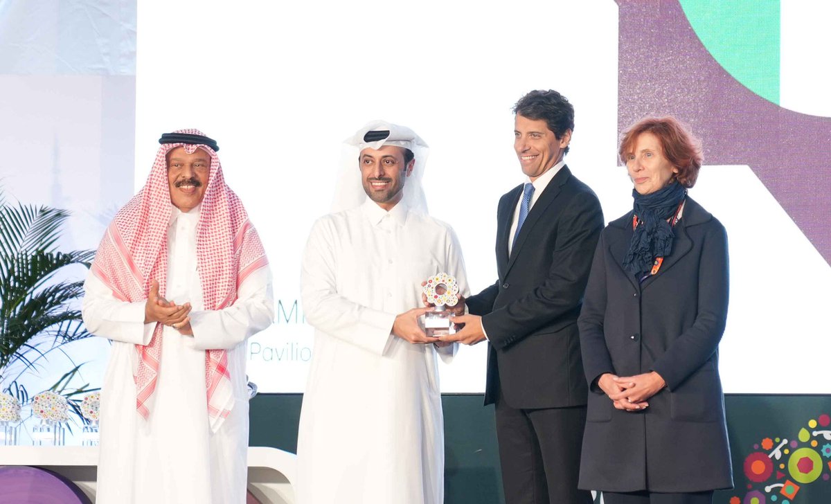 Yesterday at @Expo2023Doha Awarding Ceremony, our Pavilion has been recognised as the one with the best programming within the Self-built category. Thanks to all the institutions, associations and speakers that made this possible! @ITADoha @ItalyMFA @ITAtradeagency #italyandqatar
