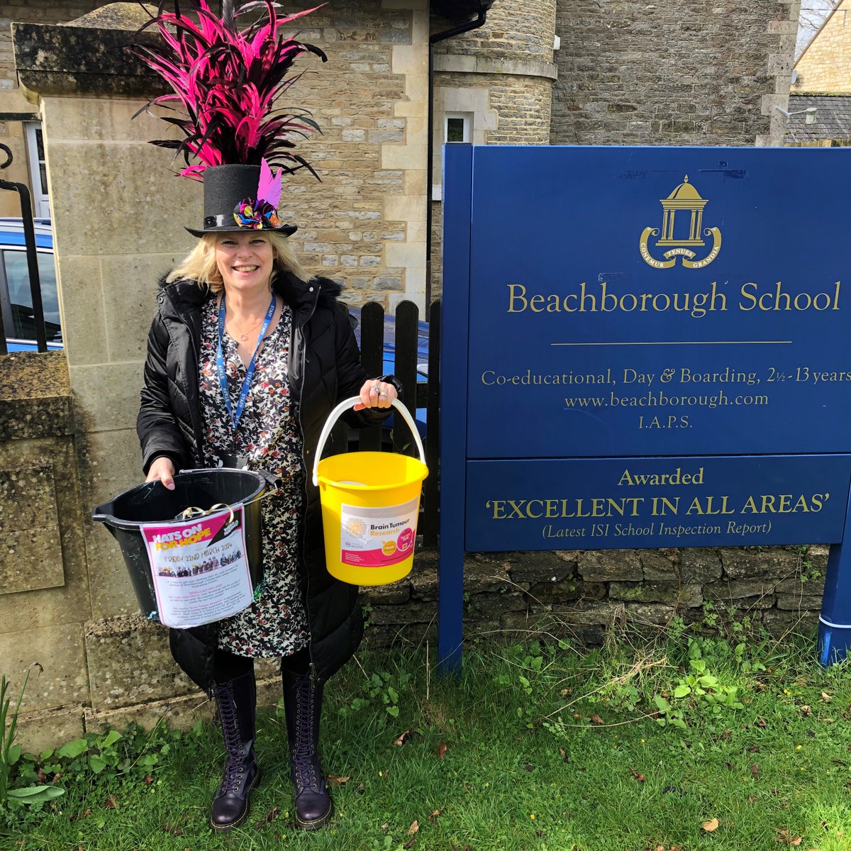 Happy #WearAHatDay, from Mrs Gross, our Head of Charity, and from everybody at Beachborough! 🎩👒👑@braintumourrsch 

#fundraising #charityinitiative #beingbeachborough #startheregoanywhere