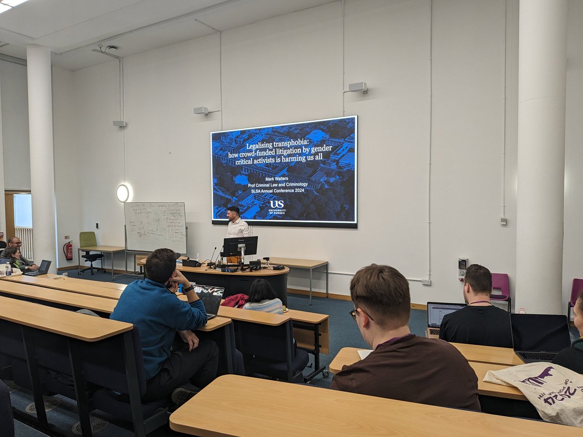 Crucial paper now from @MarkaaWalters. 'Legalising Transphobia: How Crowd Funded Litigation by Gender Critical Activists is Harming us All'. Crucial critical scholarship outlining how litigation, such as Forstater or Phoenix,  is being abused to undermine human rights #SLSA2024