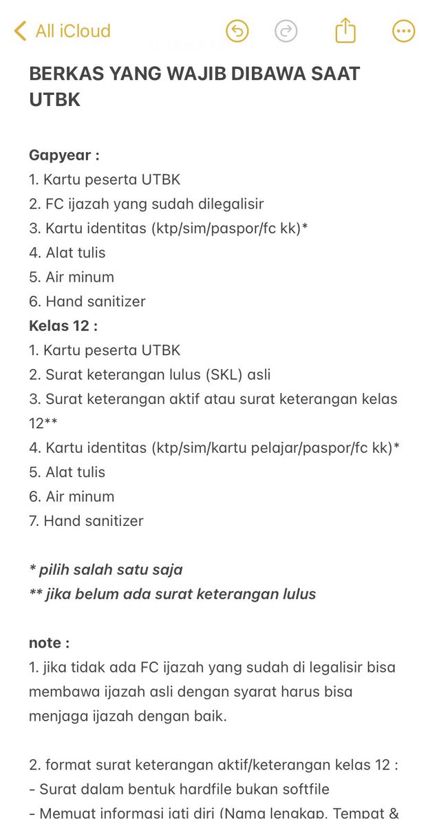 piinkytulips's tweet image. Berkas-berkas yang dibawa saat UTBK &amp;amp; ketentuan berpakaian.
(Lupa cr, dapet dari broadcast di grup utbk tahun lalu) 

Retweet to share to the others!