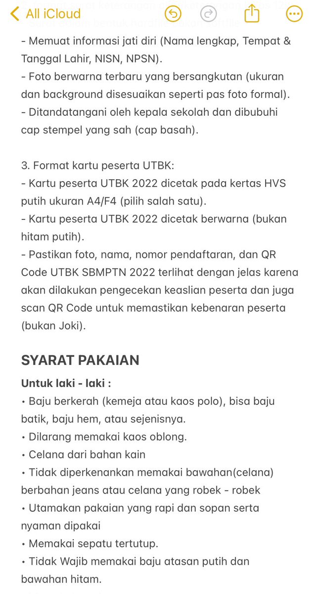 piinkytulips's tweet image. Berkas-berkas yang dibawa saat UTBK &amp;amp; ketentuan berpakaian.
(Lupa cr, dapet dari broadcast di grup utbk tahun lalu) 

Retweet to share to the others!