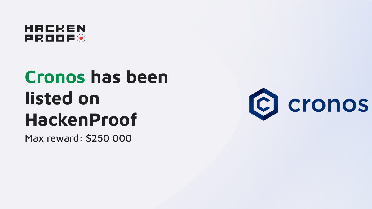 [New bug bounty] Earn up to $250,000 with @cronos_chain You will be rewarded based on these tiers: - Critical: $20,000 - $200,000 - High: $500 - $20,000 Start the #bugbounty hunt right now!