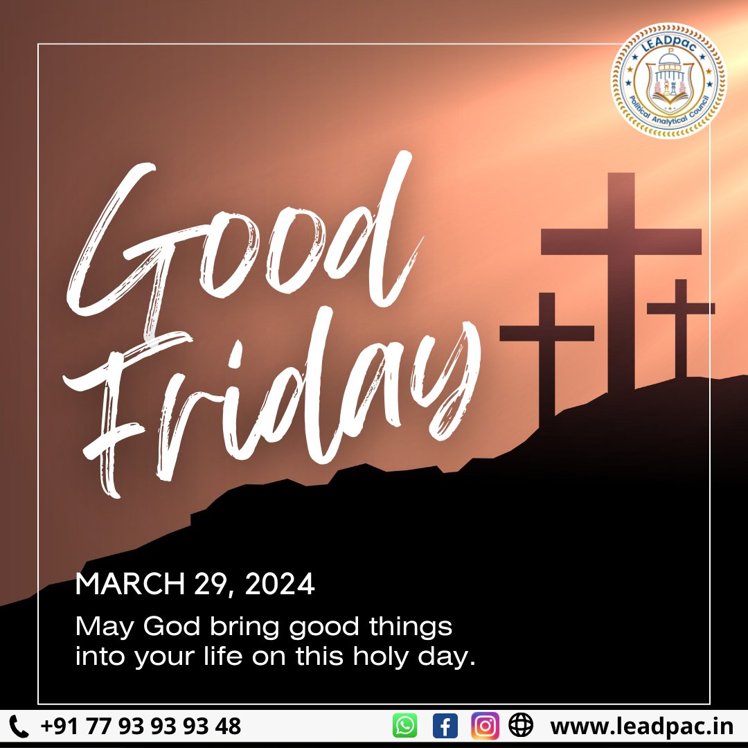 May God bring good things into your life on this holy day.

#leadpac #goodfriday #goodfriday2024 #easter #EasterWeekend #holyweek #goodvibesonly2024 #blessedfriday #friyay #goodvibes #HappyGoodFriday #goodfridayvibes #eastertreats