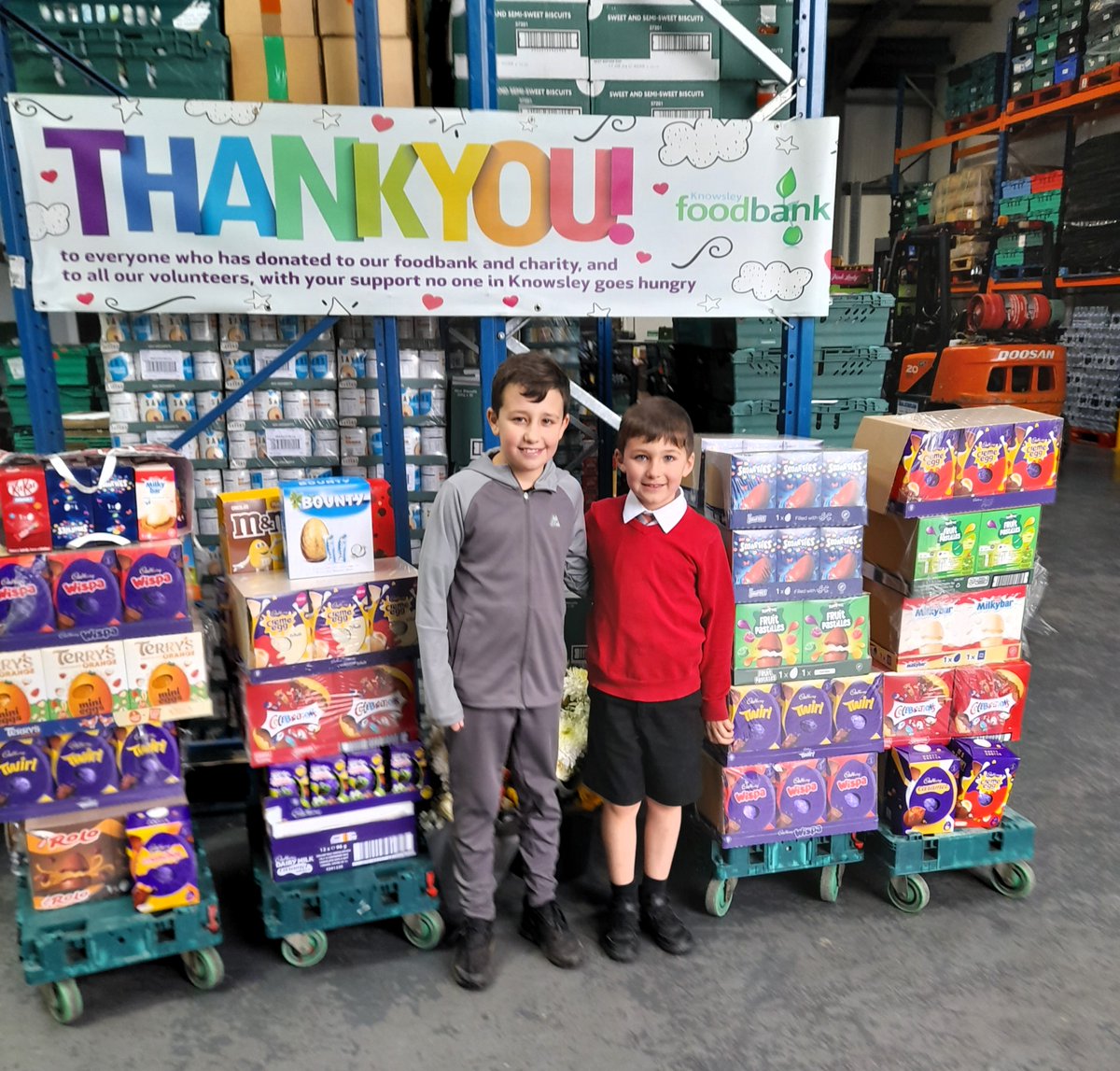 Some good news just in time for Easter - our youngest ambassador Theo and his brother have been collecting Easter eggs for families facing hardship, and they turned up at Knowsley Foodbank earlier this week to donate a whopping 300 eggs! We couldn't be prouder of them 💙