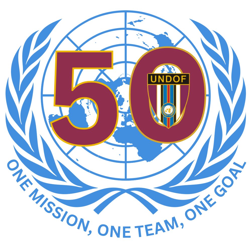 The #UNDOF mission is approaching 50 years of contributing to peace on the #Golan. To raise awareness of this milestone we have created the #UNDOF50 logo. This captures both the #UN and #UNDOF official emblems, our mission motto, and the figure 50 in the UNDOF burgundy.