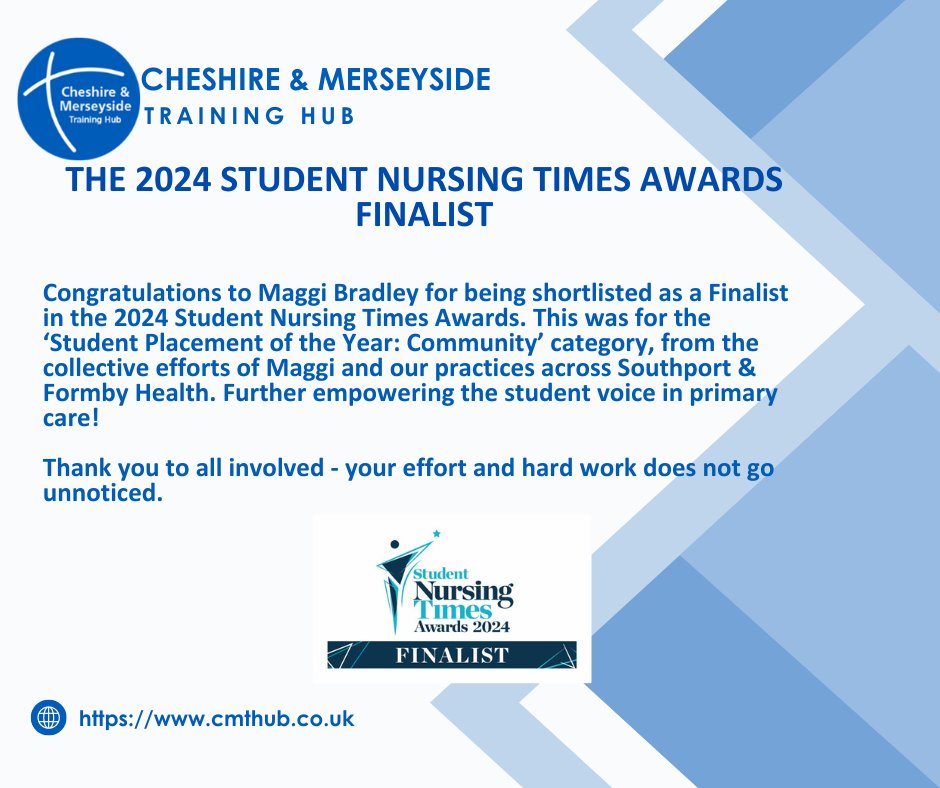 Cheshire & Merseyside Training Hub continue to deliver amazing work in empowering our student voice within primary care.  #cmthub #traininghub #nhs #primarycare #nurses #studentnurses #studentnursingtimesawards