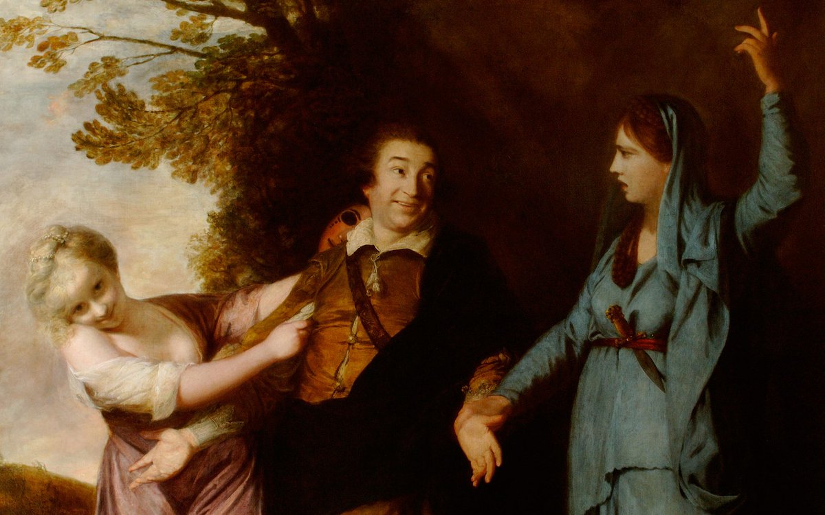 This #worldtheatreday discover our painting of by David Garrick, famous 18th century English actor. Reynolds depicts him choosing between Thalia, muse of Comedy, and Melpomene, muse of Tragedy. 🖼️ Joshua Reynolds, David Garrick (1716-1779) between Tragedy and Comedy, 1760-61