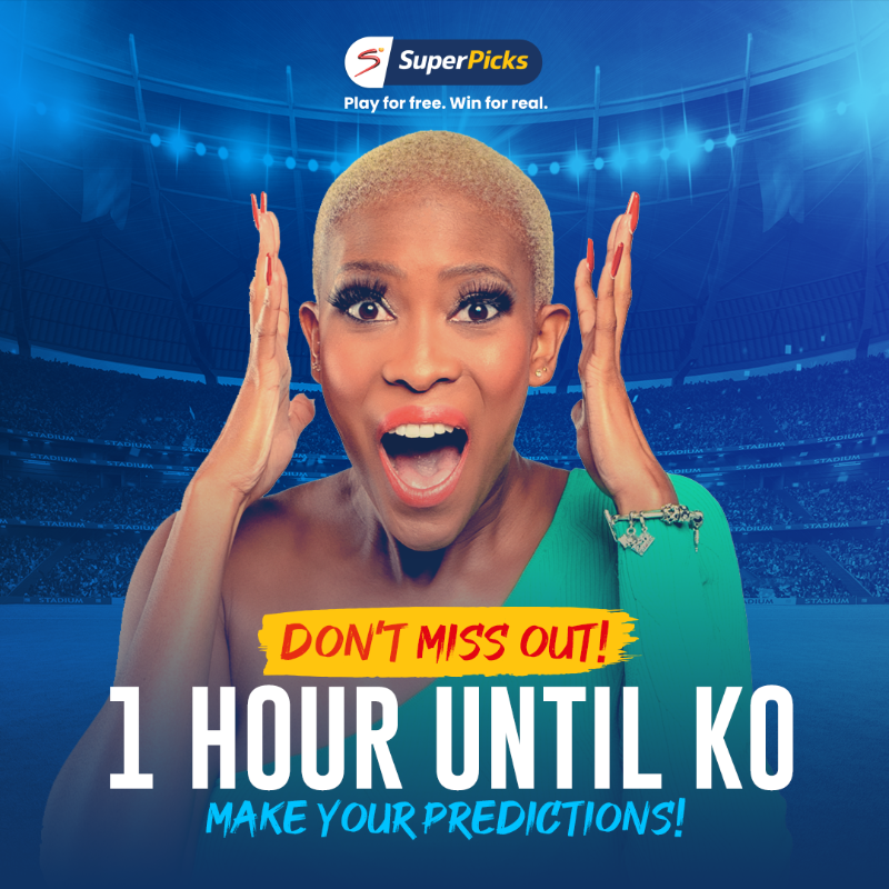SuperPicksZA's tweet photo. ONE HOUR 🕑 and 6️⃣ picks to go until Round 4️⃣4️⃣ closes! ⏳

Last chance to possibly win R1 MILLION! 💰

Hurry and go to https://t.co/pePKElHLgG NOW.

#SuperPicks #PL #Jackpot