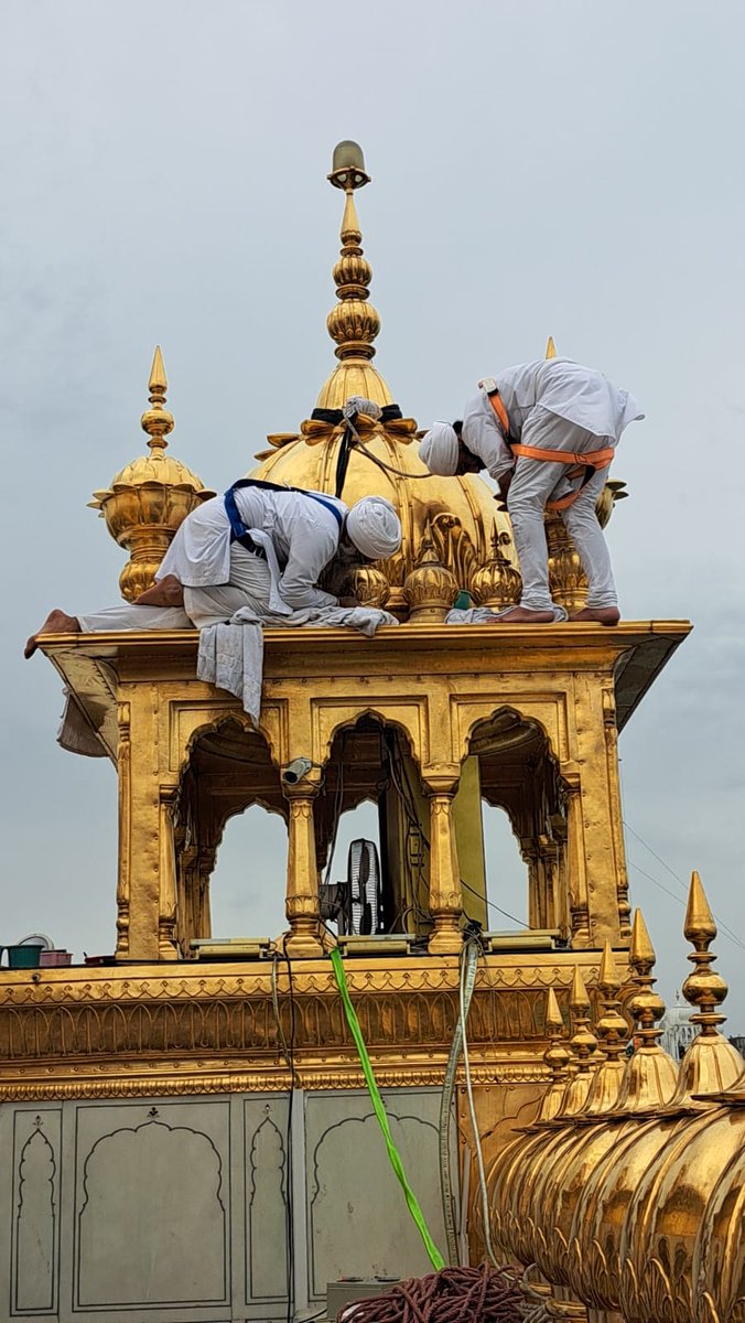 htTweets's tweet photo. #InPics | Volunteers of the UK jatha, Guru Nanak Nishkam Sewak Jatha clean the gold plating of the #GoldenTemple in #Amritsar 

📸@SameerS38127453 / Hindustan Times https://t.co/7EaSTRxgAI