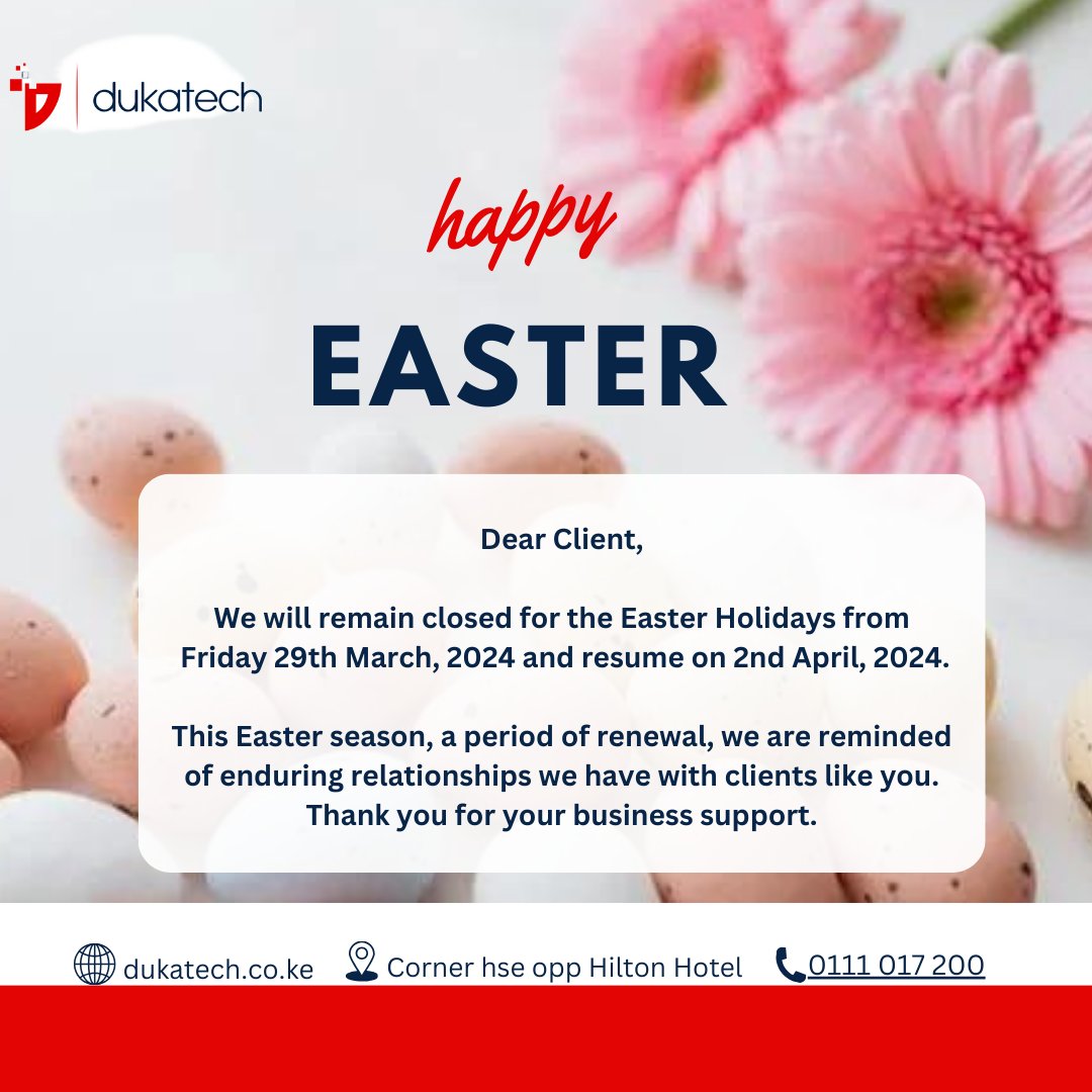 Wishing you a joyful Easter filled with blessings! 🐣🌷 Our shop will be closed for the holiday, apologies for any inconvenience. We'll be back soon to serve you better! #twendeniwrcrally #dukatech #Easter