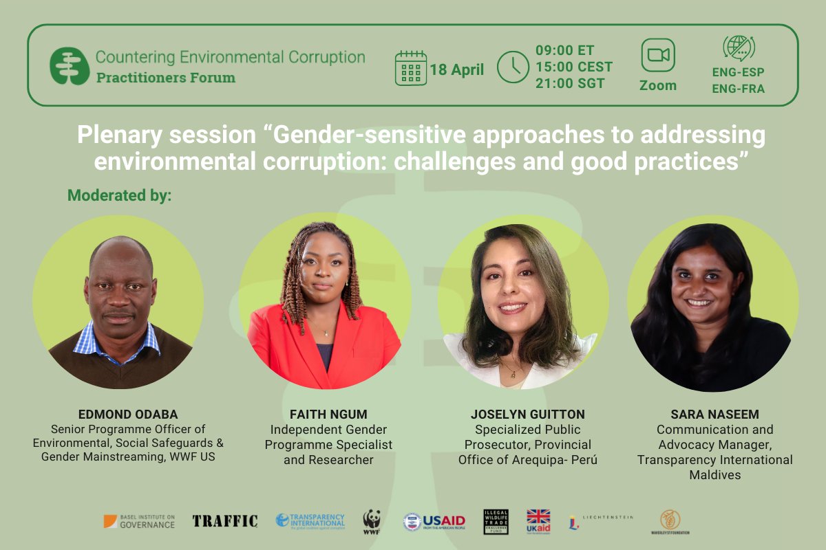 Keen to know more about gender-sensitive approaches to addressing environmental corruption? The next Plenary Session of the Countering Environmental Corruption Practitioners Forum will delve into this critical topic. Speakers will address the following issues: 🌏Gender and…