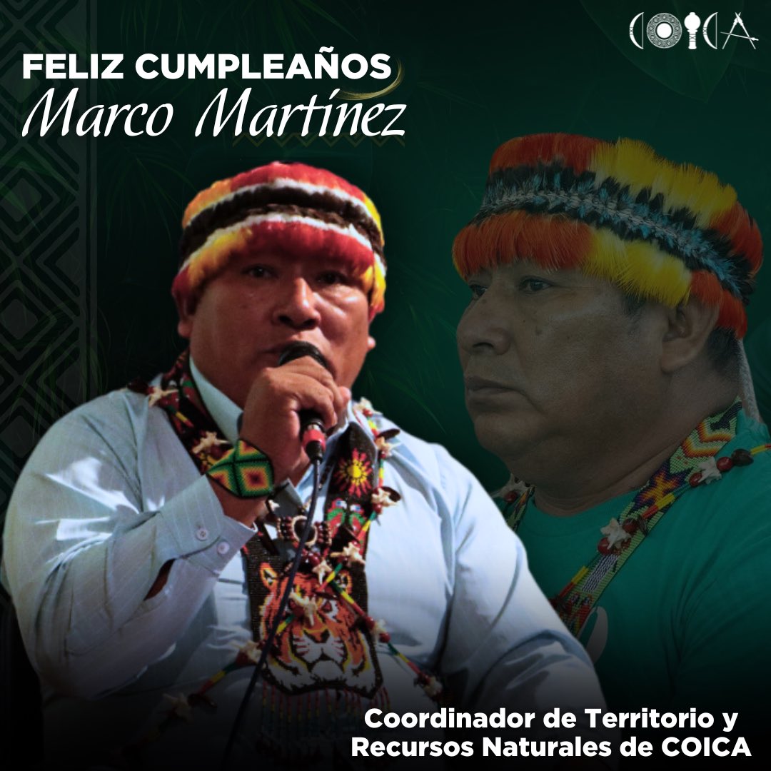 🙌🏽 Desde COICA extendemos un gran abrazo a nuestro hermano Shuar de la Amazonía ecuatoriana Marco Martínez. 👉🏼 Que los espíritus de la selva guíen su camino y Arutam le de fortaleza para seguir defendiendo nuestro territorio 🫶🏽