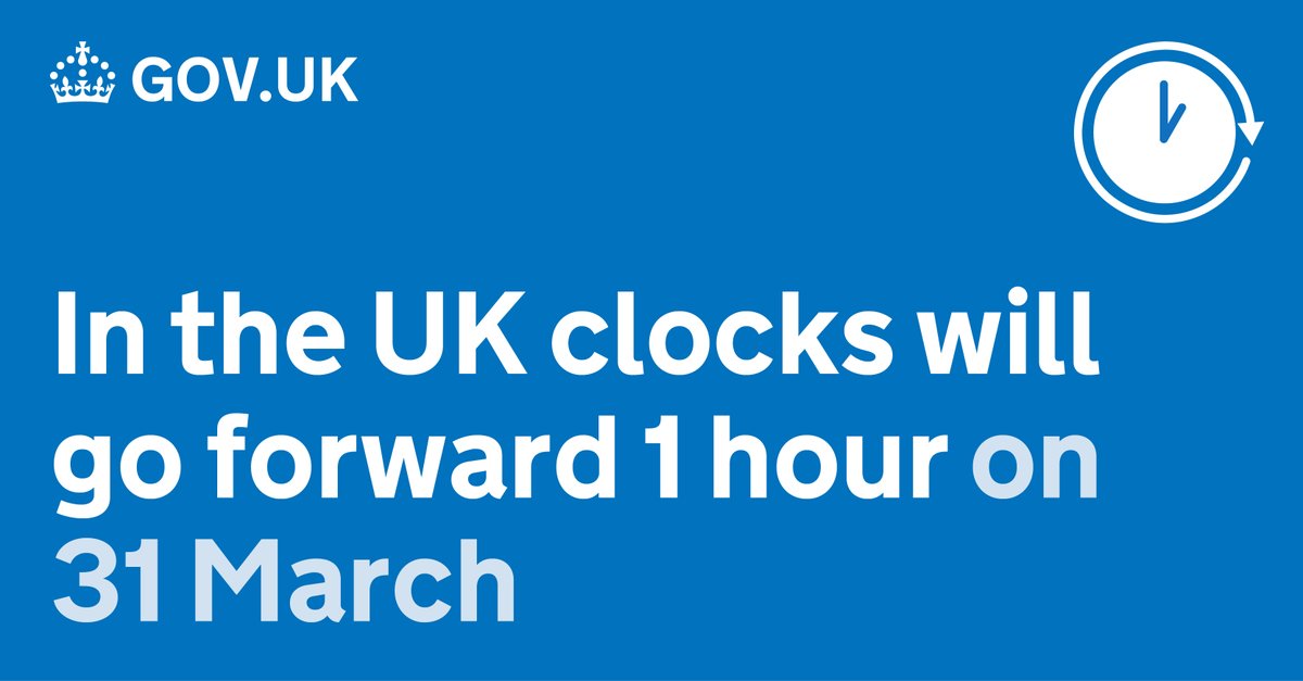 🚨Don't forget!🚨 🕐The clocks will go forward at 1am on Sunday as British Summer Time officially starts. ⛅️🌤️☀️