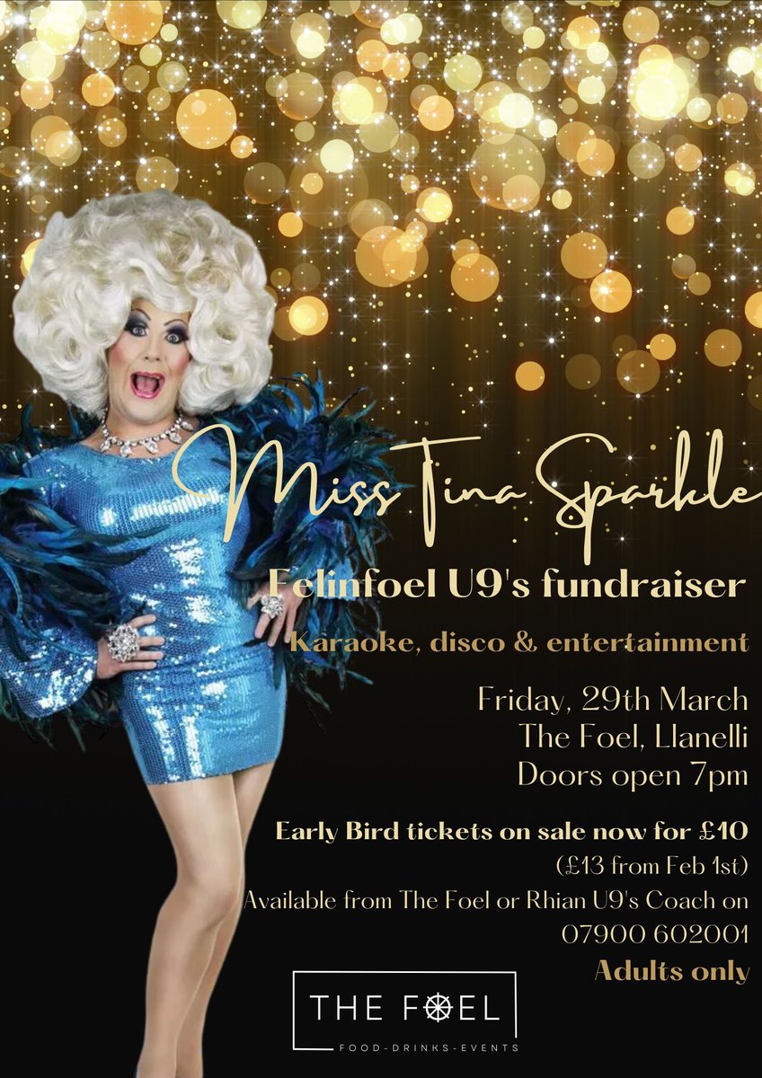 minis_rfc's tweet photo. This event is happening tomorrow at The Foel Club, Felinfoel, tickets are still available,. Come and watch the unmissable @misstinasparkle entertain us all on Good Friday. https://t.co/PzooIMS8wO