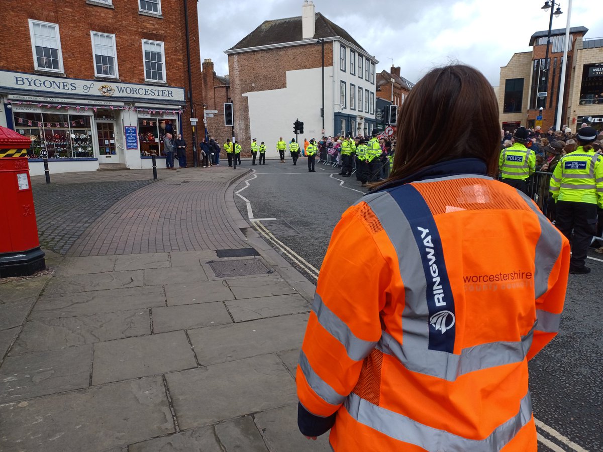 Traffic and pedestrian management ready for the Royal Maundy Service at Worcester Cathedral.