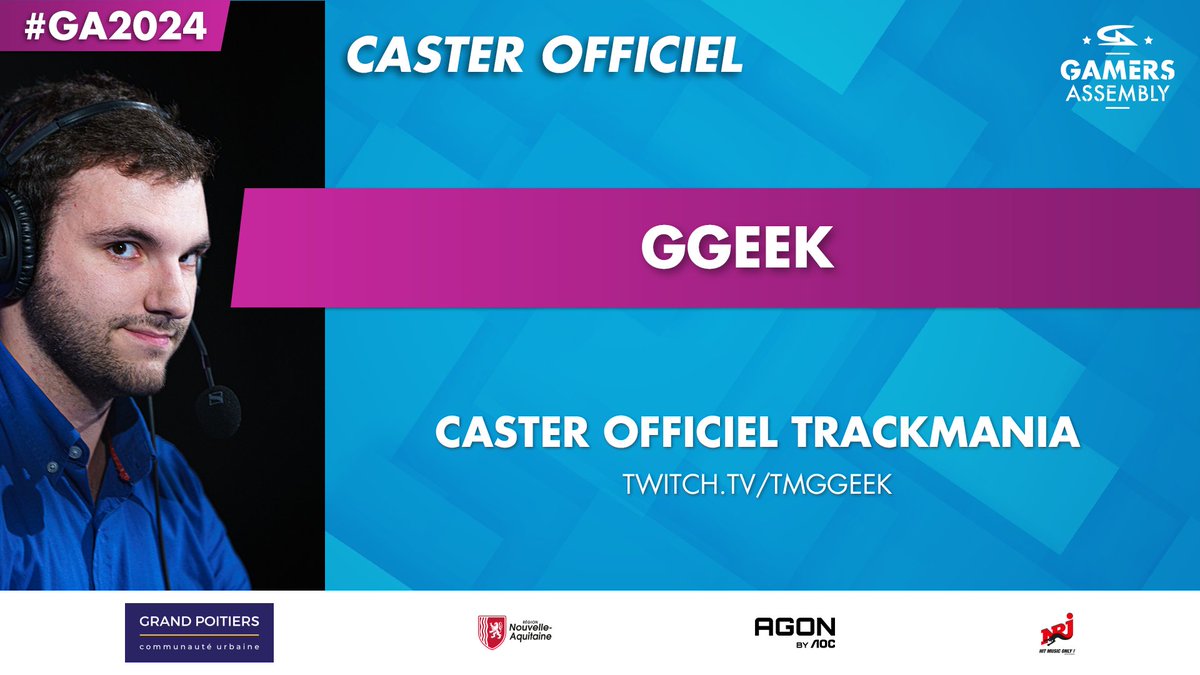 Faites chauffez les moteurs ! <a href="/TMGGeek/">Thomas 'GGeek' Mengozzi</a> sera présent à la #GA2024 afin de caster les tournois Trackmania 2020 Mixed et Trackmania² Canyon.🏎️

📺  twitch.tv/tmggeek