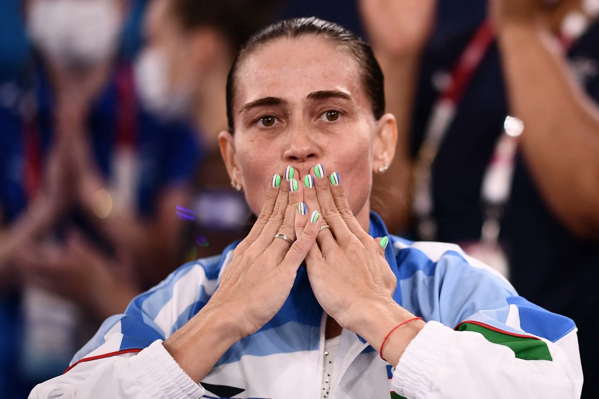 It's International Day of Sport! Top of Uzbekistan's podium is Oksana Chusovitina, who started her gymnastics career in 1988 & has competed internationally for more than three decades! Photo credit: LOIC VENANCE, AFP VIA GETTY IMAGES