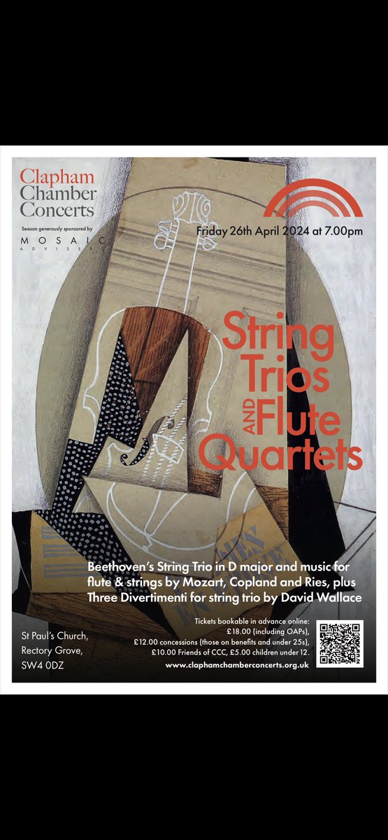dwallacemusic's tweet photo. Looking forward to this on the 26 April! Lots of nice things on the programme including my 3 Divertimenti for String Trio! @ClaphamConcerts @CMCIreland #violin #viola #cello #newmusic #london #chambermusic #clapham https://t.co/tpCSYYnR3u