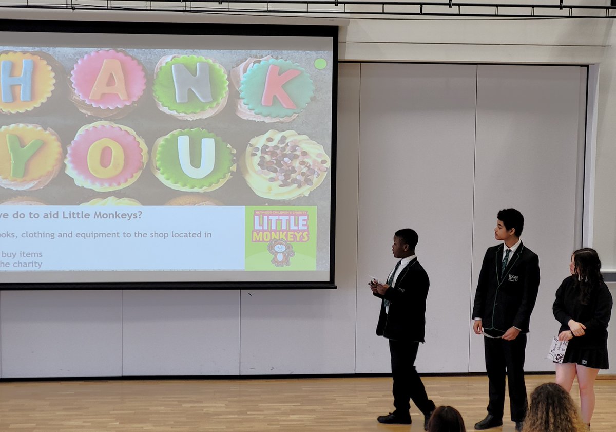 Congratulations to 9G who won the EWA @FirstGiveUK Competition! They presented brilliantly and won £1000 for their chosen charity: Heywood Little Monkeys!