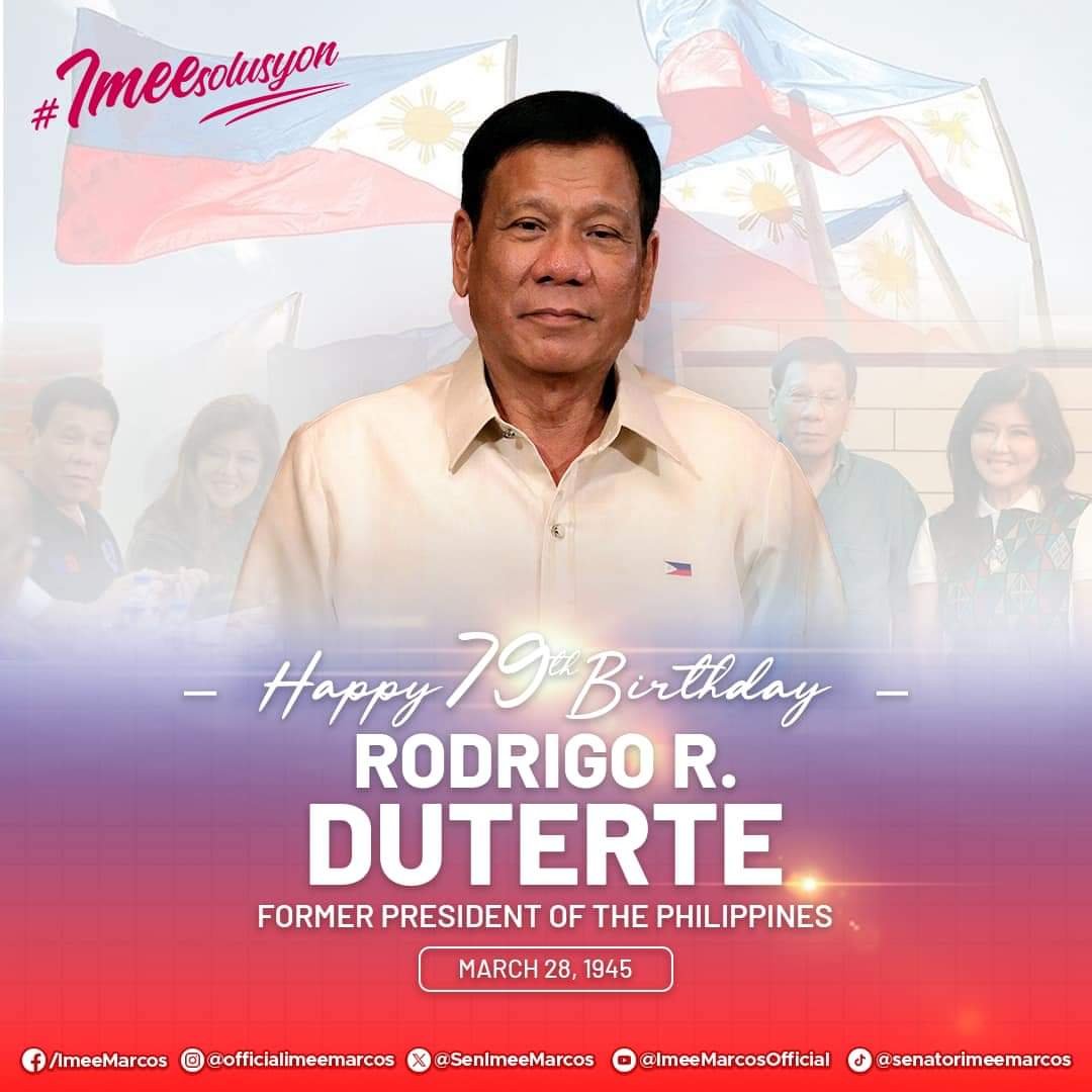 Happy Birthday to our former president, Rodrigo Roa Duterte. May God wish you a good health and prosperity.