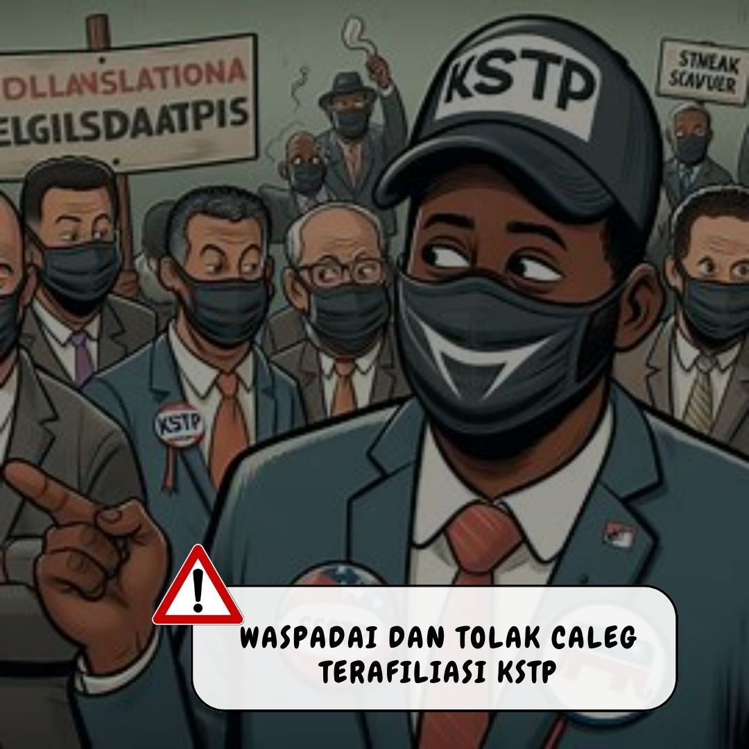 Waspadai dan Tolak Caleg Terafiliasi KSTP

#PemiluPapua #PestaDemokrasiPapua #BerantaKSTP #KSTSebarHoax