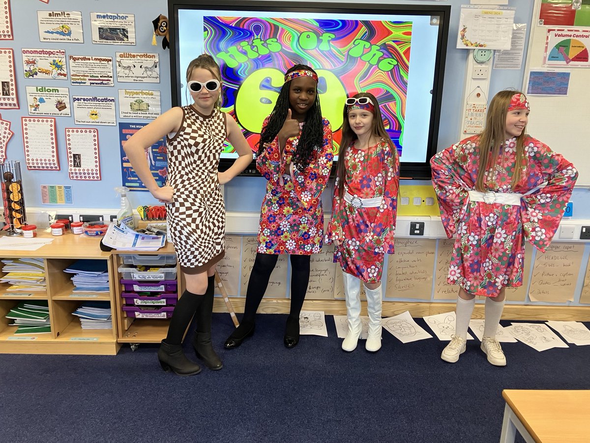 NorthlandsPri's tweet photo. Some amazing costumes today in Year 6 celebrating our 1960s decade #decadesweek https://t.co/7E8cfzlvEM