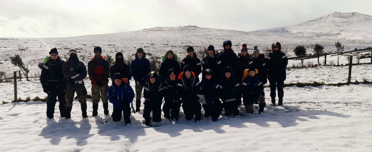 Snow on Dartmoor as #stormnelson joins students on their @TenTorsESU Ten Tors training. The students are camping and hiking in the national park until Monday, in preparation for challenge in May, which will involve a 35 mile hike across the rough terrain of Dartmoor.