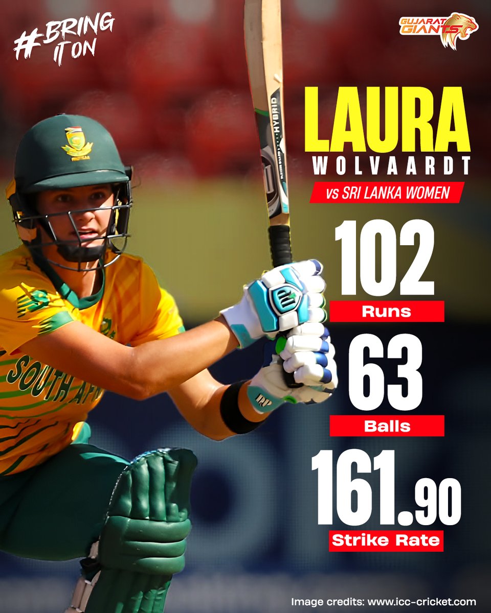 🔥 𝗧𝗵𝗲 𝗖𝗮𝗽𝘁𝗮𝗶𝗻 𝗪𝗢𝗟𝗩𝗔𝗔𝗥𝗗𝗧 𝗦𝗵𝗼𝘄 🔥 A maiden T20I Century from our very own Laura, paved the way for South Africa Women's comfortable win over Sri Lanka Women on Wednesday. #BringItOn #GujaratGiants