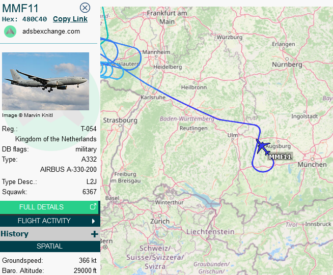SirListenalot's tweet photo. MMU #A332 #MMF11 entering the GRETCHEN anchor for AR with (two) Spanish #F18 #AME1203 which are en route Torrejon - Šiauliai, Lithuania https://t.co/hQhZweVKMN