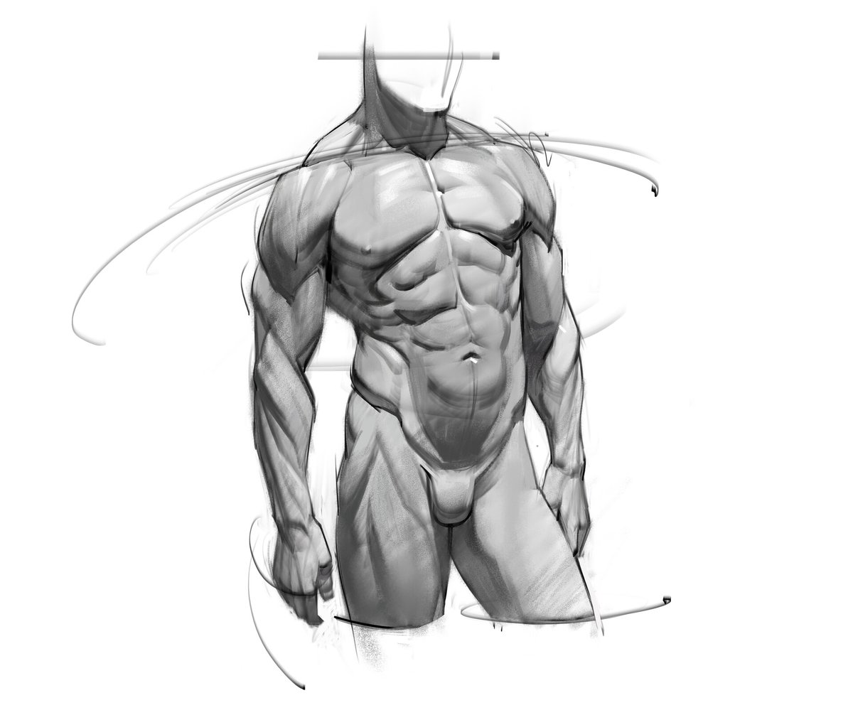 Male torso sketch! #figuredrawing #humananatomy #anatomy #drawing #art #doodle #sketch #art #rendering #shading #muscles #core #abs #chest #arms