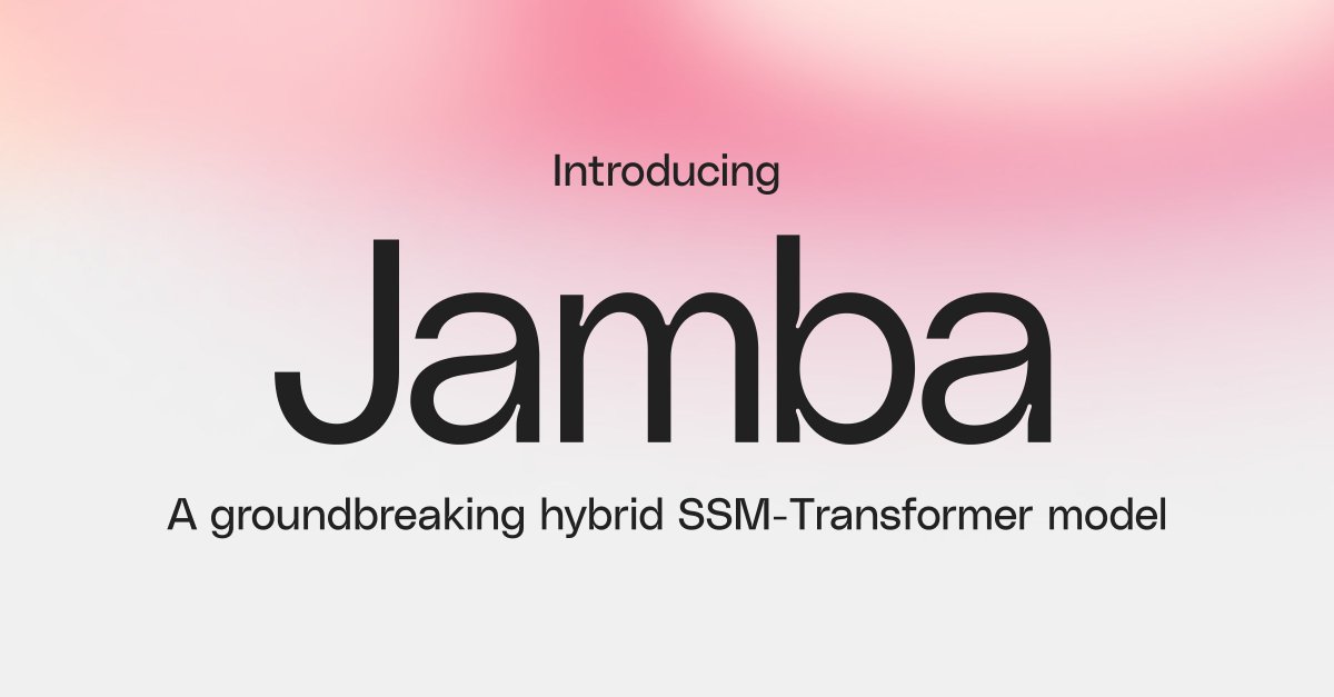 Introducing Jamba, our groundbreaking SSM-Transformer open model! As the first production-grade model based on Mamba architecture, Jamba achieves an unprecedented 3X throughput and fits 140K context on a single GPU. 🥂Meet Jamba ai21.com/jamba 🔨Build on @huggingface