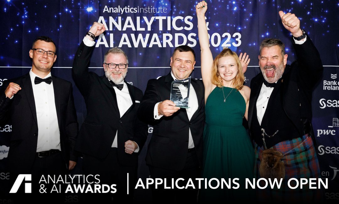 Applications for the 2024 Analytics & AI Awards are now open. Apply today to be in with a chance to be one of our 2024 winners: analyticsinstitute.org/event-calendar… With thanks to our headline sponsor @SASaoftware #AnalyticsAwards2024 #TheAnalyticsInstitute