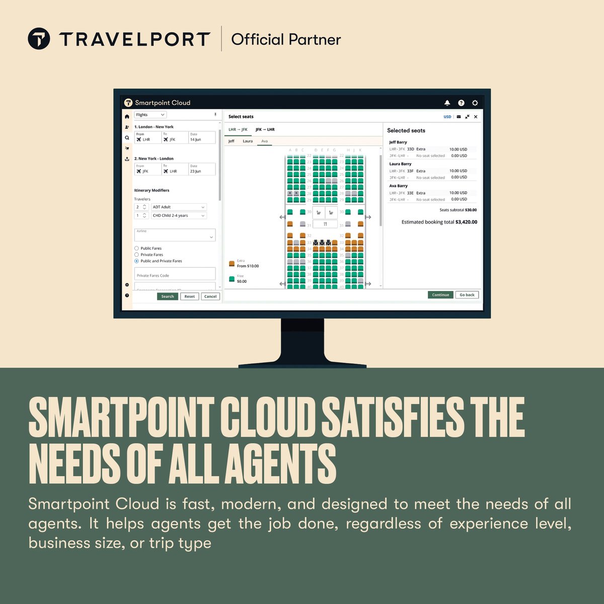 TravelportAF's tweet photo. SMARTPOINT CLOUD SATISFIES THE NEEDS OF ALL AGENTS
Smartpoint cloud is fast, modern, and designed to meet the needs of all agents. It helps agents get the job done, regardless of experience level, business size, or trip type
#Smartpointcloud #Getmodern #getmoving #IATA #BSP https://t.co/SW09zKNJlx