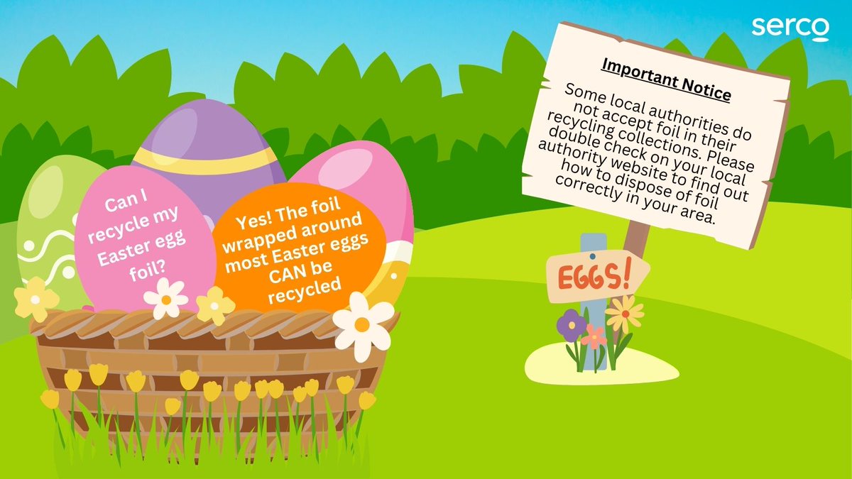 Don’t be foiled this #Easter weekend. Scrunch unwanted foil into a ball & pop it with the rest of your #Recycling. If the ball springs back open, place it with the rest of your general rubbish👍 Please hop on your local authority website to check how to recycle foil in your area