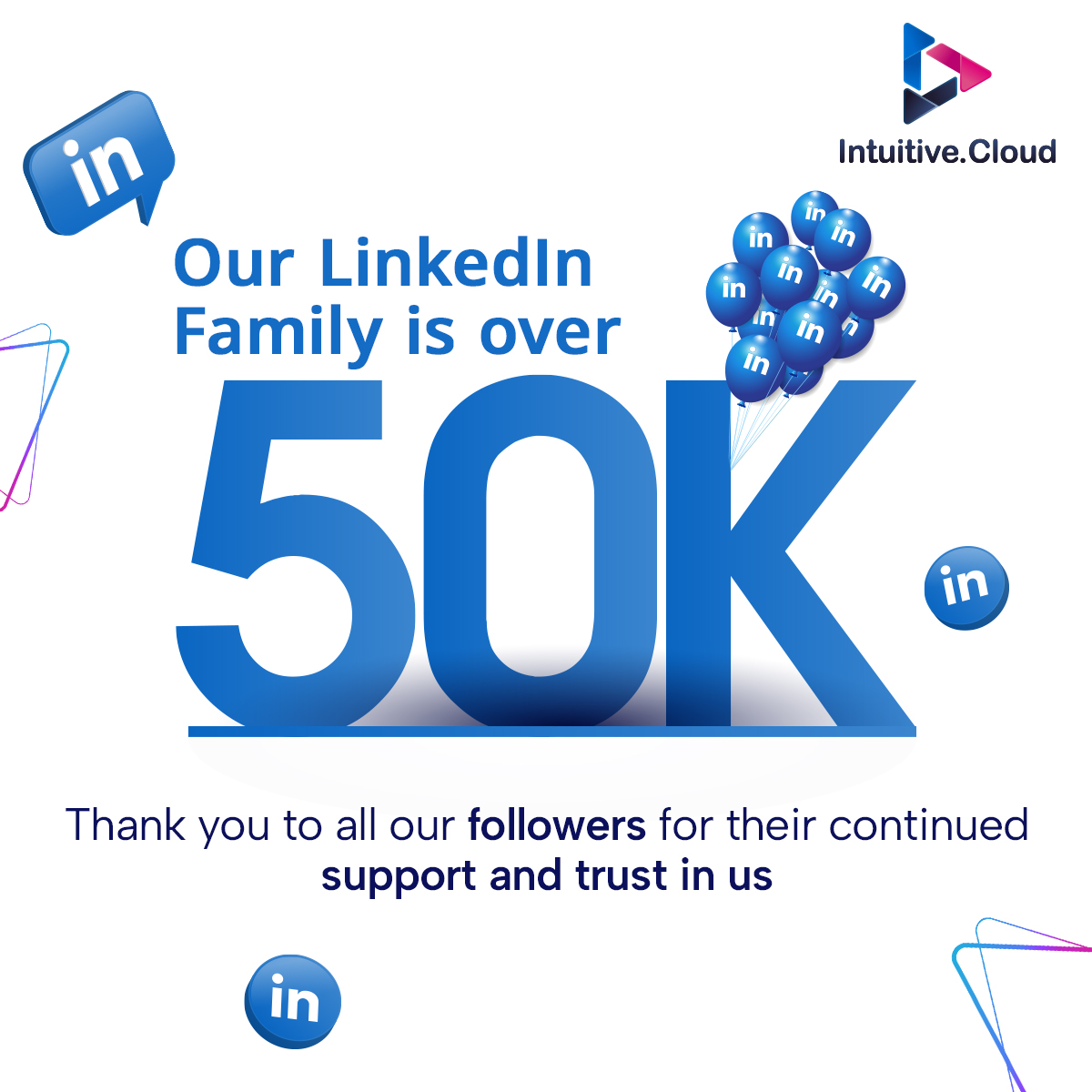 Intuitiveai_'s tweet image. Grateful for the unwavering support of our 50,000+ strong #LinkedInFamily. Your trust in us fuels our dedication to excellence.

If you aren&apos;t yet following us on LinkedIn, follow now - bit.ly/4cCAdr2

#Intuitive #IntuitiveCloud #LinkedIn #LinkedInCommunity