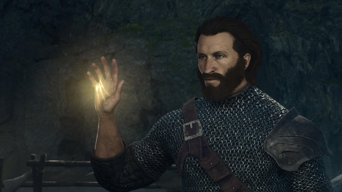 KoreRupt's tweet photo. #DragonsDogma2 has been a blast so far.  Everything I wanted from a sequel of such a cult classic rpg.

Highly recommended from me.  Also made my pawn look kinda like me so when traveling with my friends it's like I'm there for coop. He's called Sir Quinn, wish I put 'Ser'. https://t.co/DgTydqG0Xg