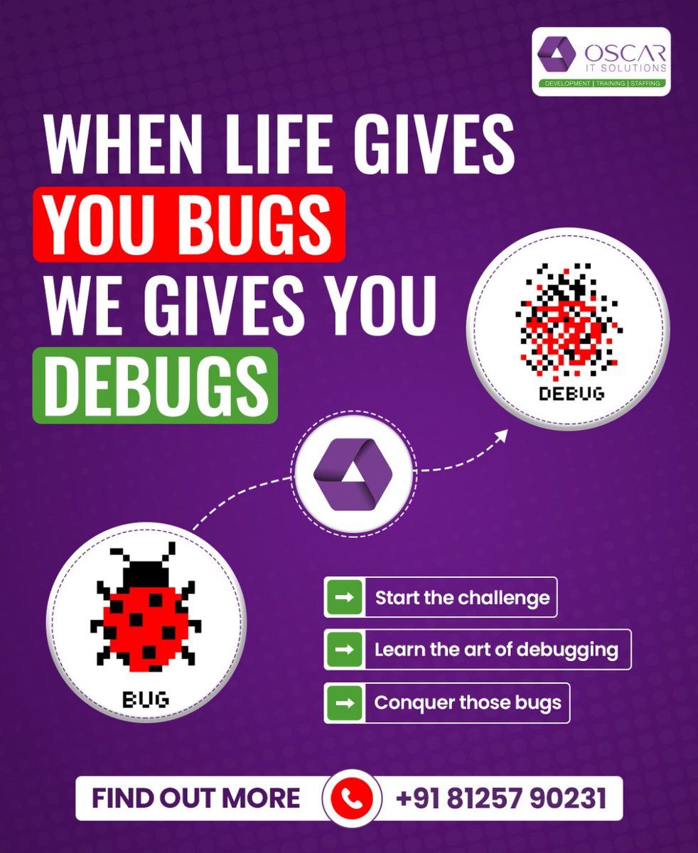 MasterKeycoding's tweet image. With Master Key For Coding, debugging your coding challenges becomes a breeze! Don't let bugs hold you back – our expert guidance will help you navigate through any coding obstacle with ease. For More : 81257 90231
#bugs #debugging #masterkeyforcoding #best #institute