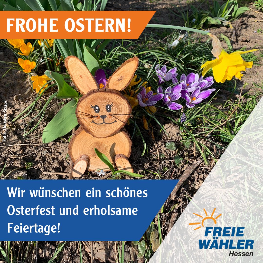 Frohe Ostern!
Wir wünschen ein schönes Osterfest und erholsame Feiertage!

#FreieWähler #Hessen #Ostern #Ostern2024 #Osterfest #FroheOstern #Ostereier #Osterhase #EinHessenFürALLE #hessenverbessern #BürgerwillenDurchsetzen