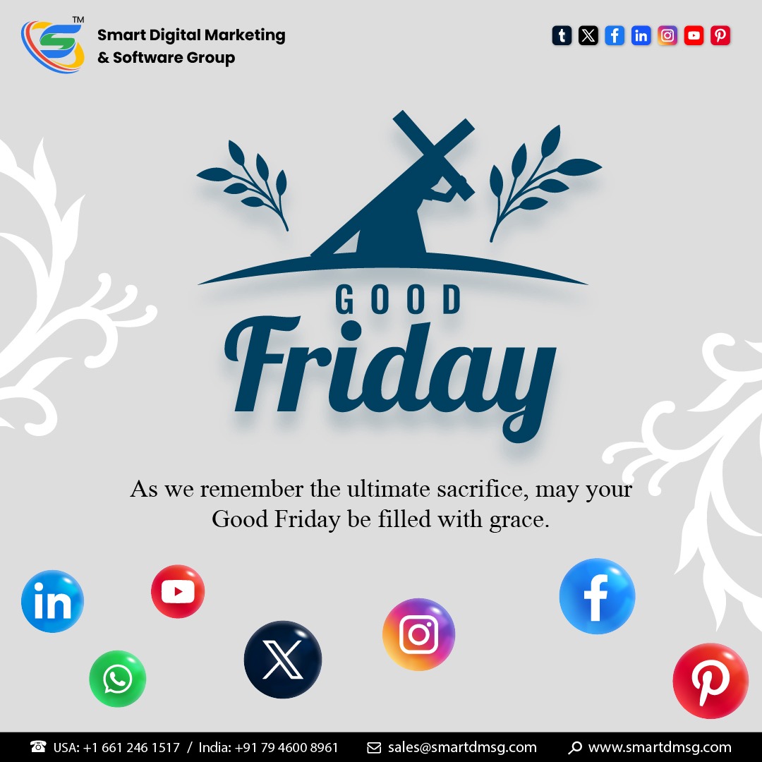 Wishing you a blessed Good Friday from our digital marketing team! May this solemn day bring peace, reflection, and renewed hope to our hearts and businesses.

#digitalmarketingusa #smartdigitalmarketingandservicegroup #usdigitalmarketing #goodfridaywishes #goodfriday2024