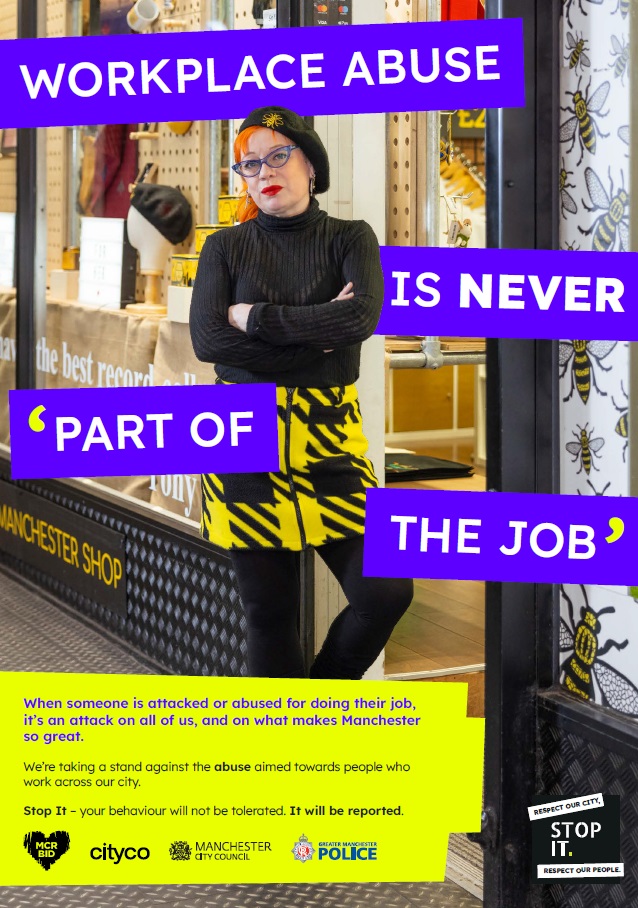 CityCo's tweet image. 'Workplace abuse is never part of the job'

Join us, #Manchester businesses and partners @ManCityCouncil @gmpolice, to say #StopIt to antisocial behaviour in our great city. 

We are working together to encourage more reporting of ASB. 

More information: stopitmcr.com