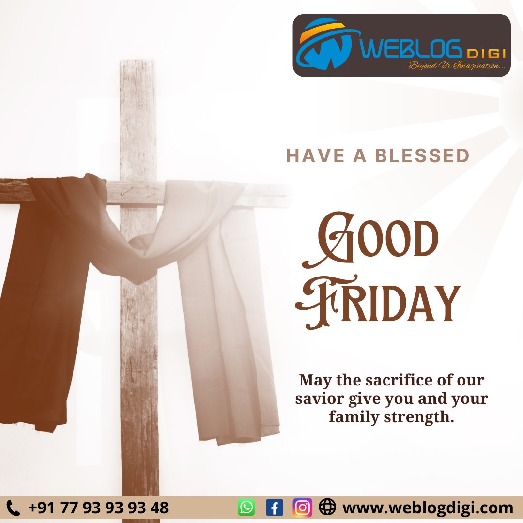 May the sacrifice of our savior give you and your family strength. Have a blessed Good Friday! 
#WebLogDigi #goodfriday #goodfriday2024 #easter #EasterWeekend #holyweek #goodvibesonly2024 #blessedfriday #friyay #goodvibes #HappyGoodFriday #goodfridayvibes #eastertreats