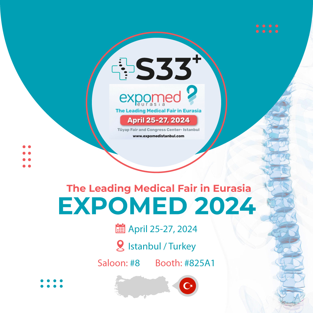 🌟 We're excited to announce our sponsorship of EXPOMED 2024!

🗓️ Save the date: April 25-27, 2024, Istanbul, Turkey, is the place to be for an unparalleled exploration of spine health and innovation.

Find us at Booth #825A1, Saloon #8.

#s33spine #spinehealth #EXPOMED2024 🚀