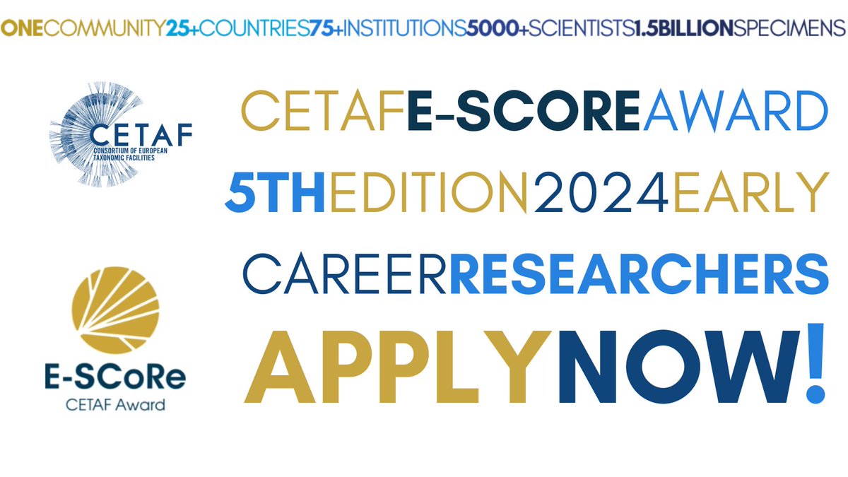 Before the well-deserved Easter break, you may want to 
👀 have a look at the 5th CETAF E-SCoRe Award call... The deadline is the 15th of April!

👉 cetaf.org/elementor-9859/ 👈 

Share with young #scientists to boost their careers!